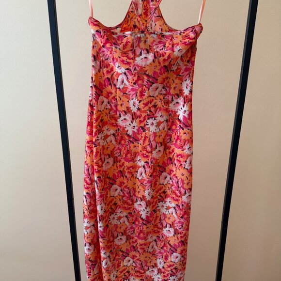 Vintage Express Floral Halter Midi High Low Asymmetrical Hem Dress Size 1/2 - Picture 5 of 6